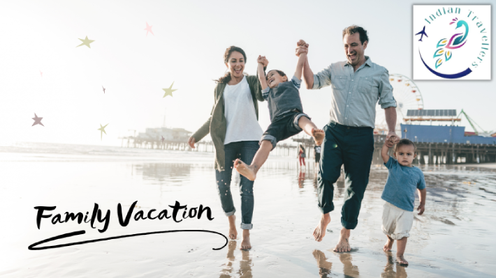 Happy Indian family enjoying a vacation at a scenic hill station.